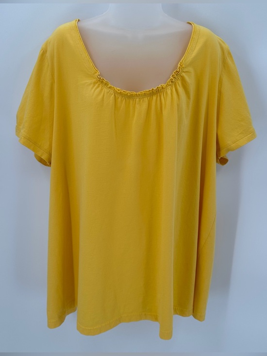 Woman Within Tops - Woman Within Tee Womens 2X 26/28 Plus Yellow Gathered Scoop Neck Short Slv Top